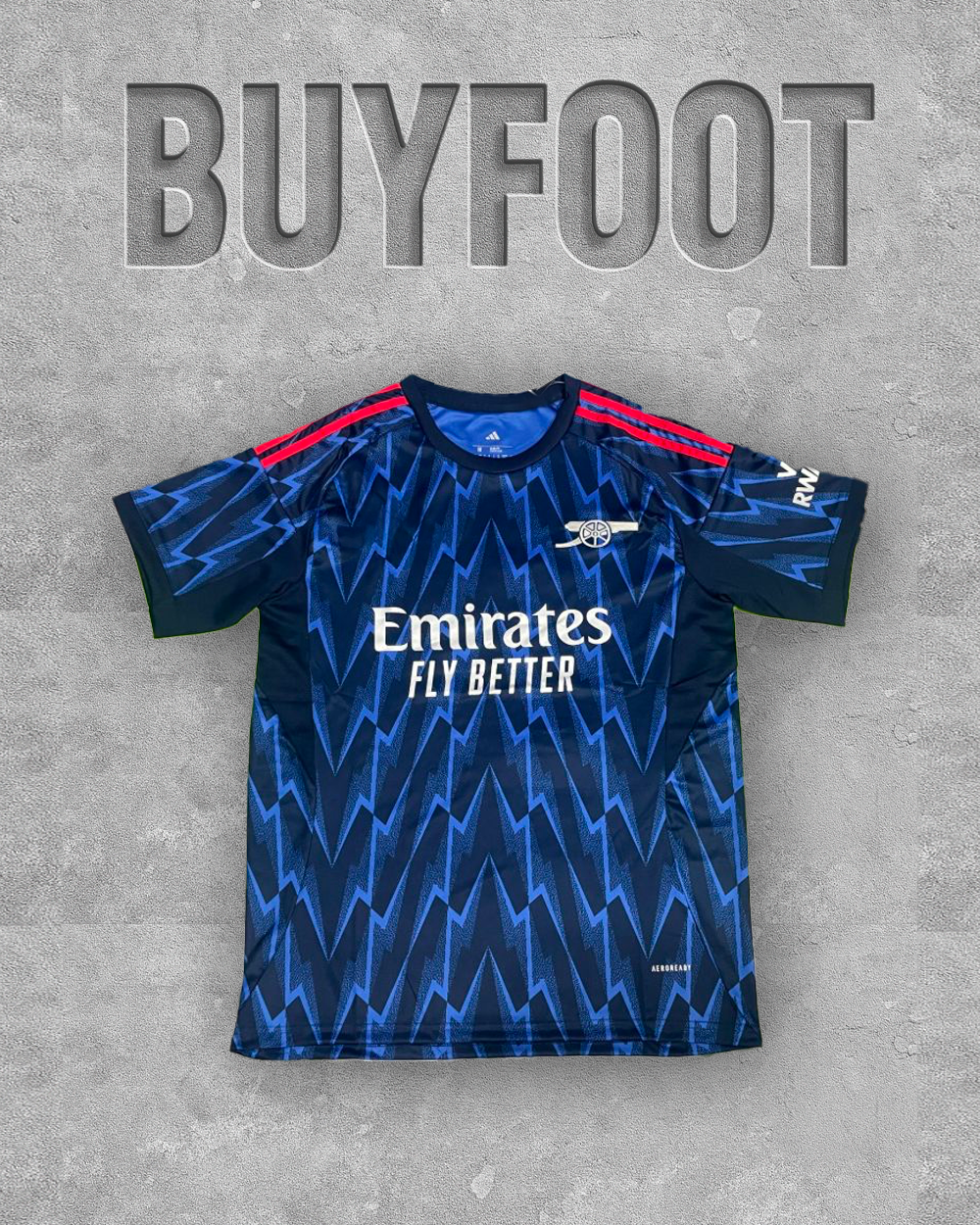 🔵 Maillot Arsenal Extérieur 2025/2026 – Bleu Intense – Version Stadium