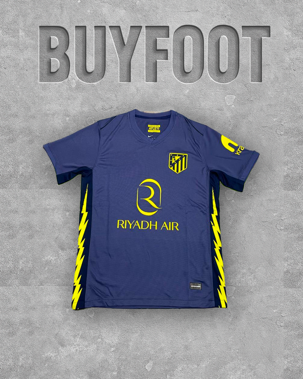 🔵 Maillot Extérieur Atlético Madrid 2025/2026 – Bleu avec motif fluo – Version  Stadium