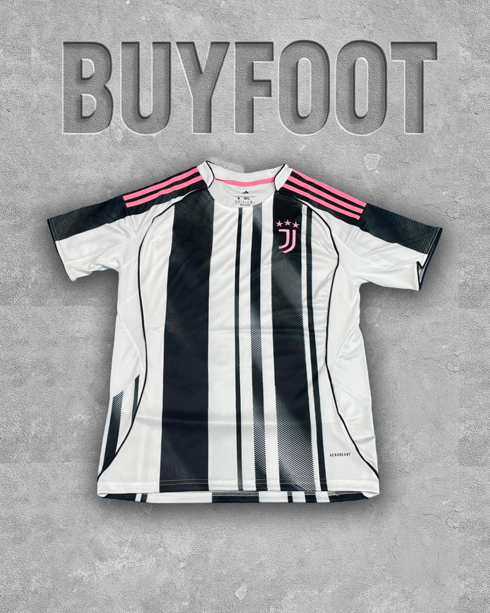 ⚫⚪ Maillot Domicile Juventus 2025/2026 – Rayures noires et blanches avec logo rose – Version Officielle Stadium