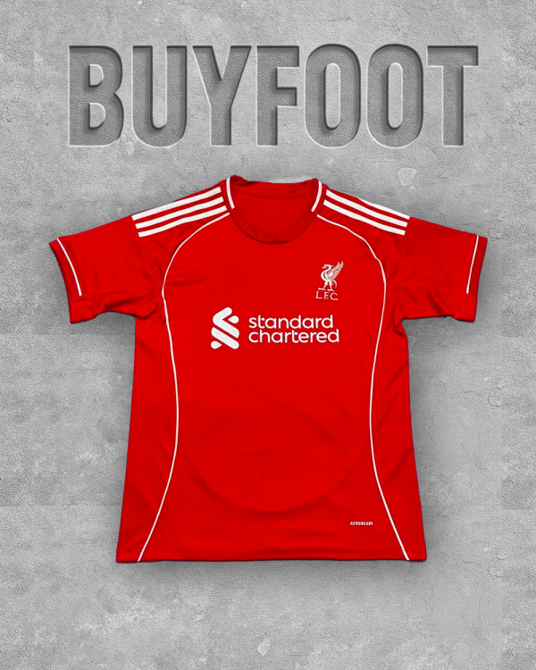 ⚪🔴 Maillot Liverpool Extérieur 2025/2026 – Blanc & Rouge – Version Stadium