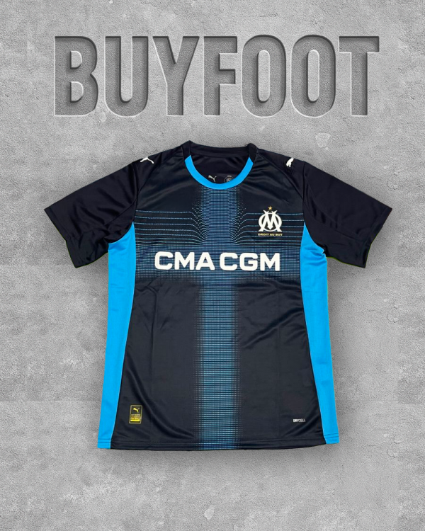 ⚪🔵 Maillot OM Extérieur 2025/2026 – Bleu Nuit & Orange Cuivré – Version Stadium