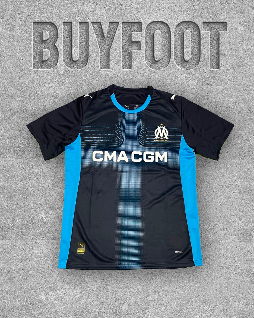⚪🔵 Maillot OM Extérieur 2025/2026 – Bleu Nuit & Orange Cuivré – Version Stadium