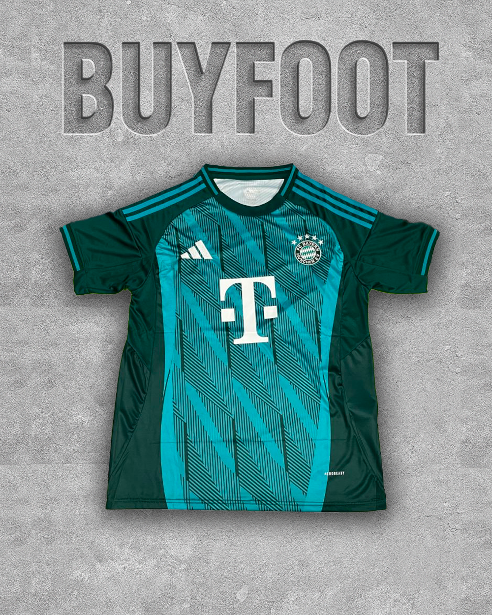 Bayern Munich Extérieur 2025/26 – Concept “Teal Arrows”