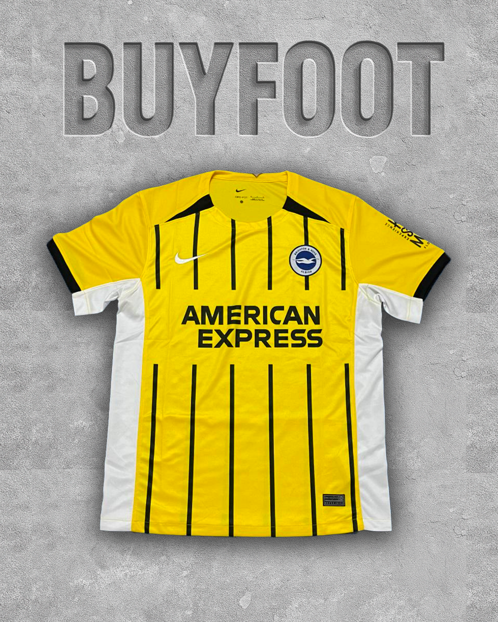 Maillot Extérieur Brighton 2025/2026 – Jaune, Noir & Blanc