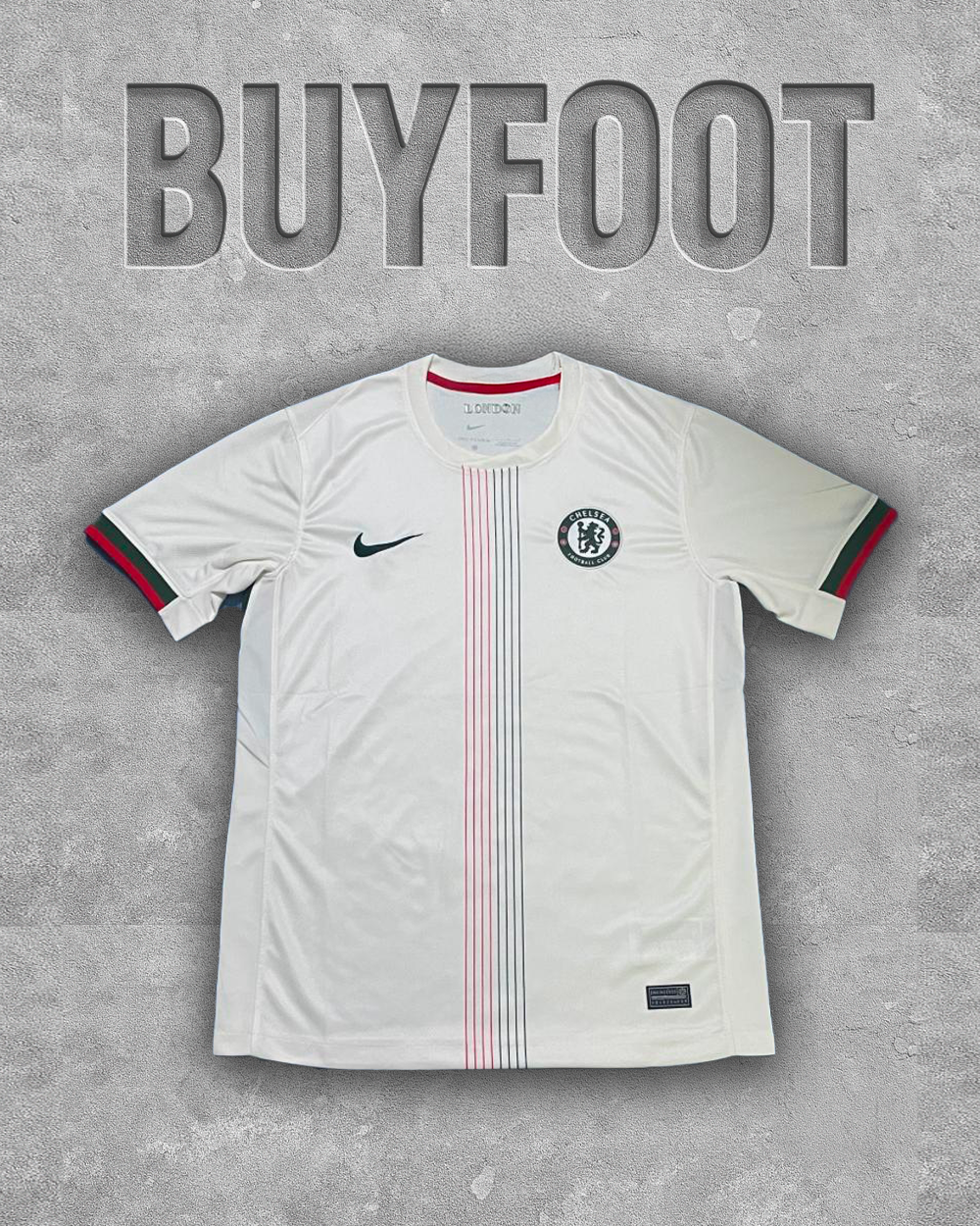 Maillot Extérieur Chelsea 2025/2026 – Blanc Élégant avec Bande Centrale