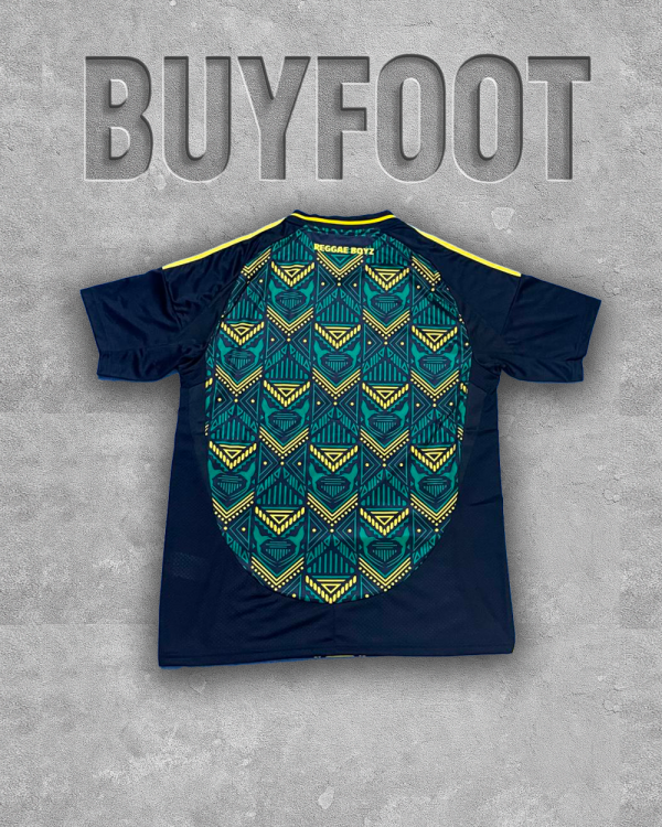 Maillot Jamaïque 2024 2025 – Design tribal vert et jaune – Image 2