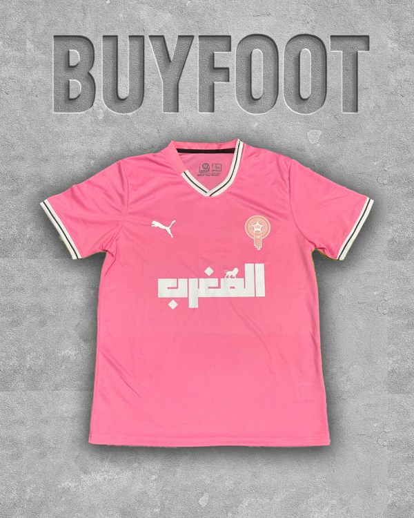Maillot Concept Maroc 2025/2026 – Rose Pastel et Blanc, La Grâce du Lion de l’Atlas