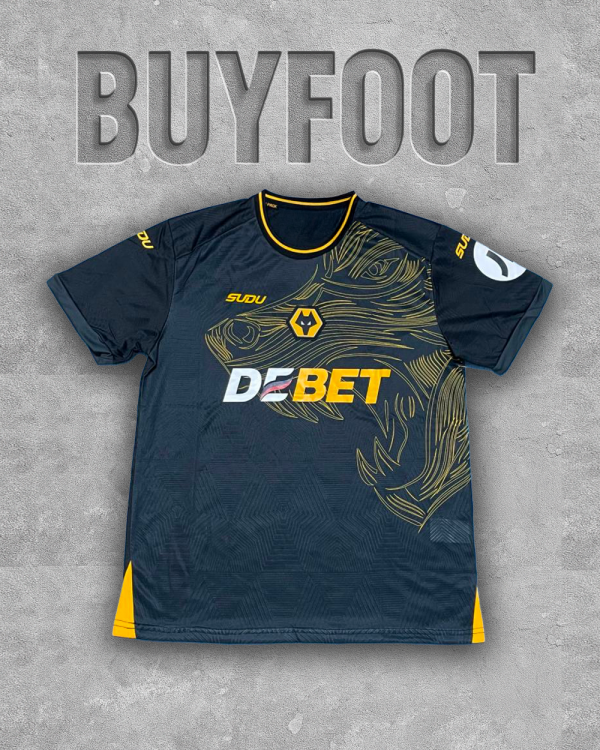 Maillot Extérieur Wolves 2025/2026 – Anthracite & Jaune