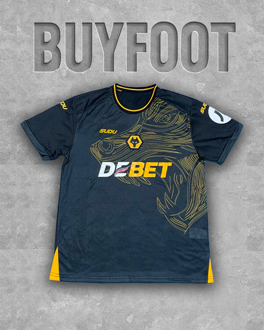Maillot Extérieur Wolves 2025/2026 – Anthracite & Jaune